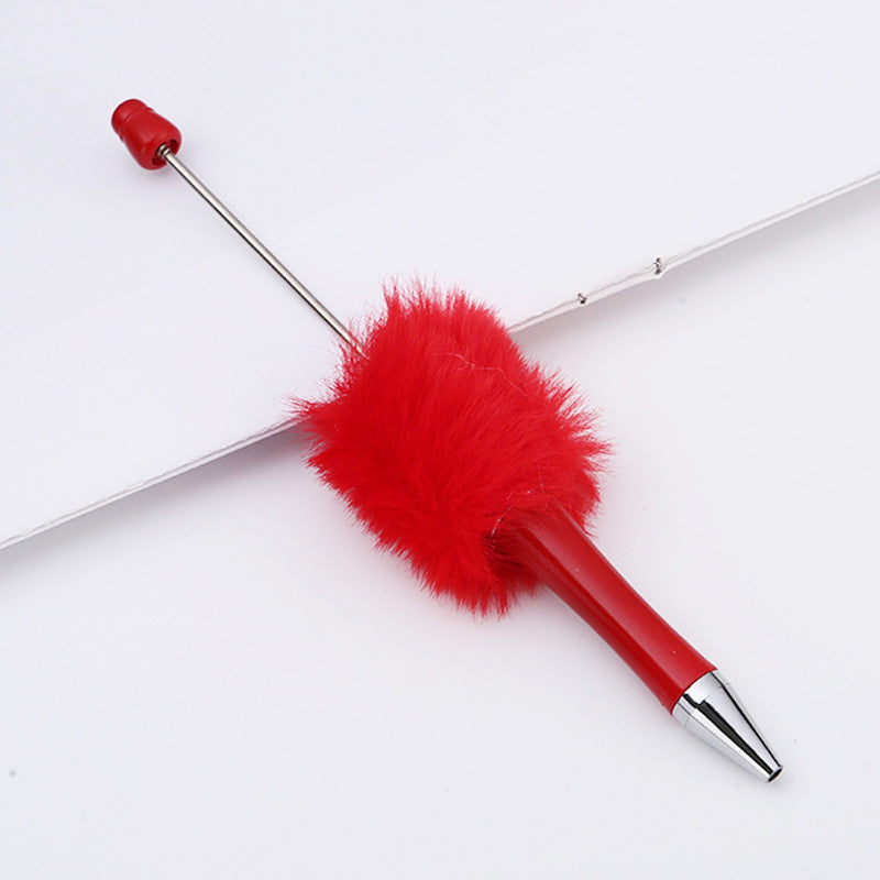 DIY plush bead pen new bead-piercing hairball bead pen cross-border Beadedpen cute cartoon gift pen