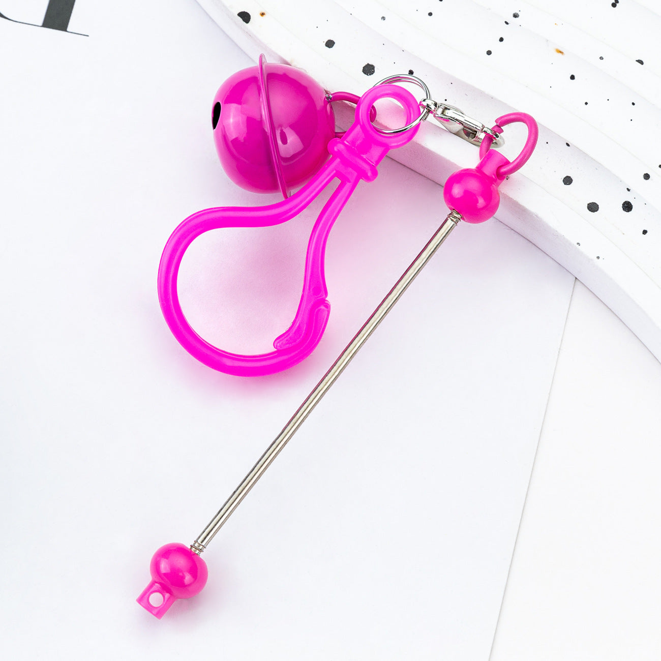 Spot DIY beaded bell keychain creative personalized bag pendant keychain candy color plastic keychain
