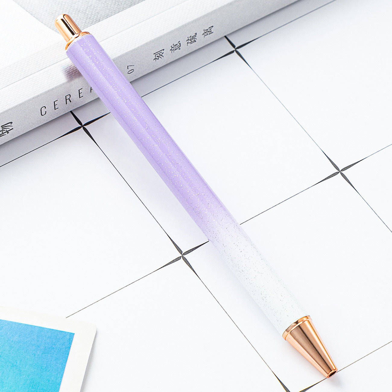 High-value metal press ballpoint pen, new creative glitter, metal stationery pen for students, spot press pen