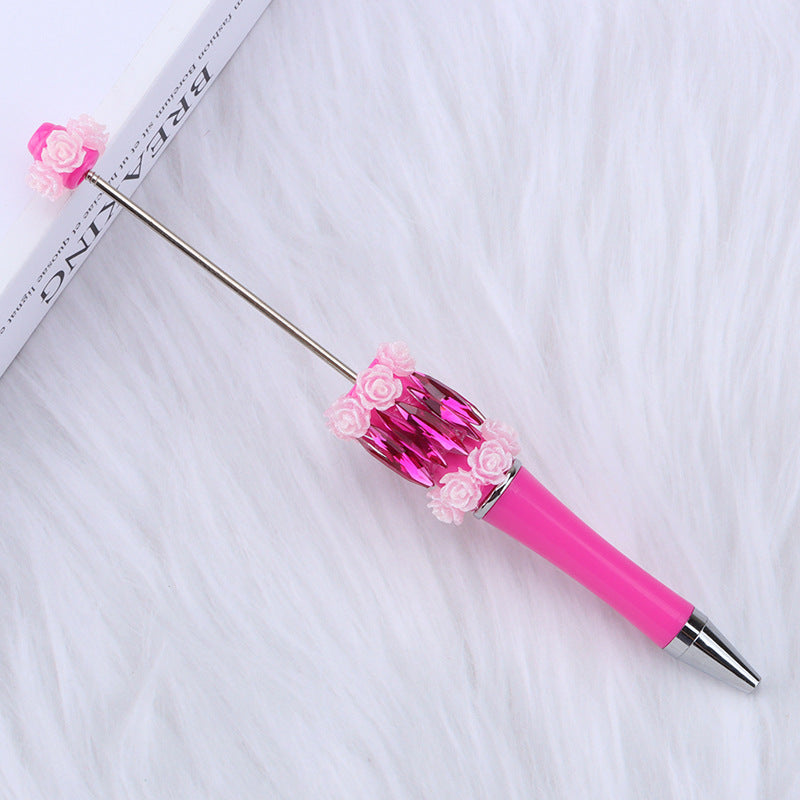 DIY flower mermaid bead pen pure handmade patch pen cap sticker rose mermaid bead pen, student gift pen