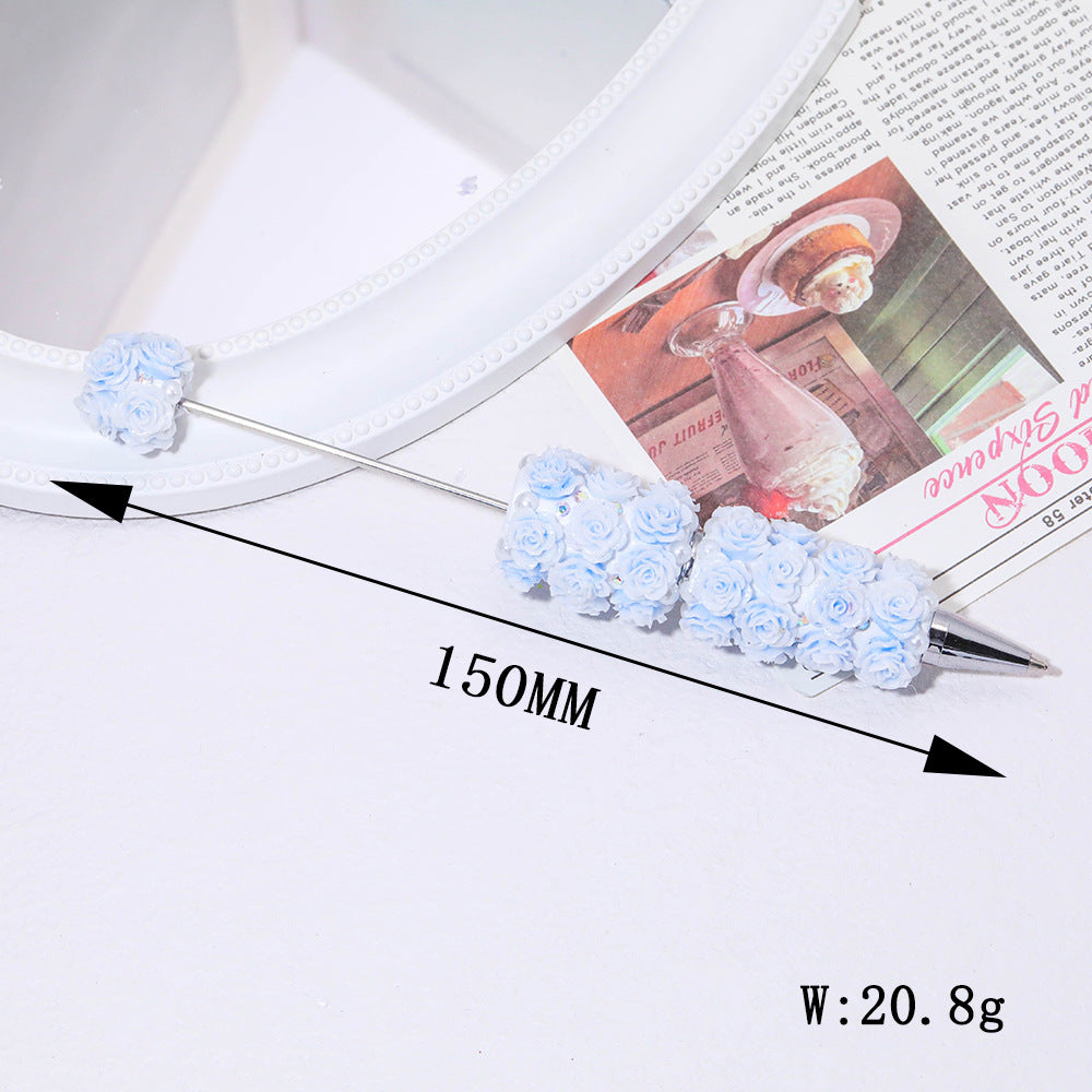 New heavy industry color flower luminous bead pen heavy industry DIY handmade beaded pen holder accessories