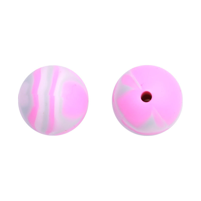 15mm Sweet Candy Color Silicone Beads Handmade Beaded Necklace Bracelet Accessories Food Grade Mixed Color Silicone Loose Beads Wholesale