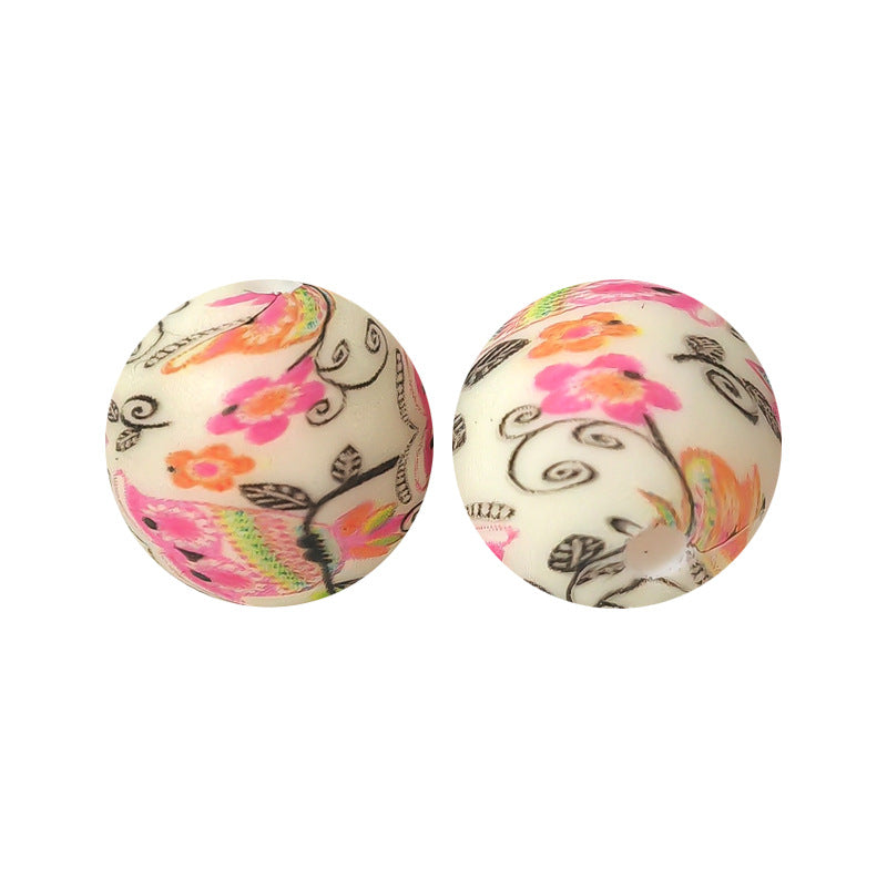 15mm Silicone Beads Water Transfer Beads DIY Jewelry Bead Pen Loose Beads Wholesale #251-285