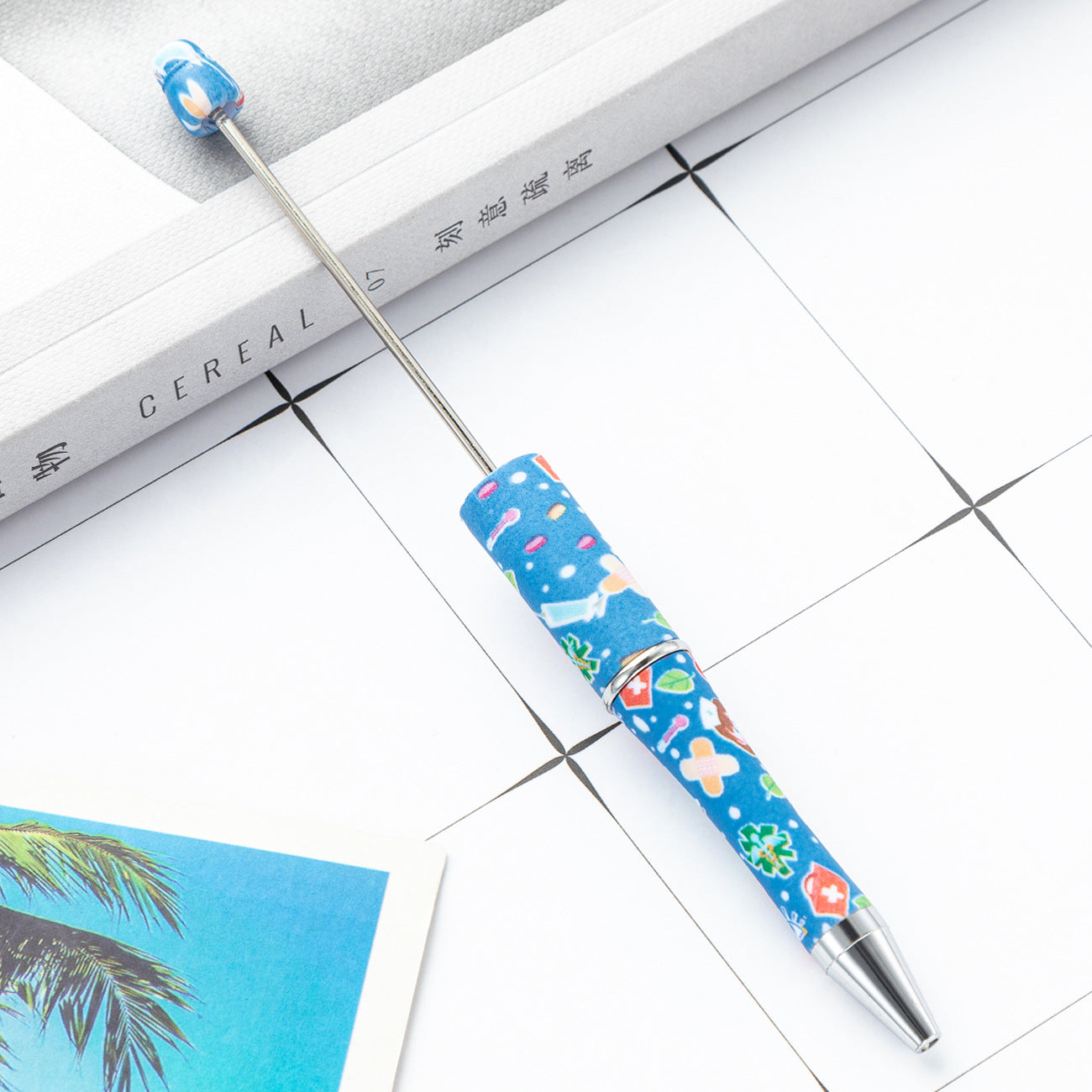 Creative DIY plastic bead pen new nurse section series beaded ballpoint pen spot wholesale printing bead pen