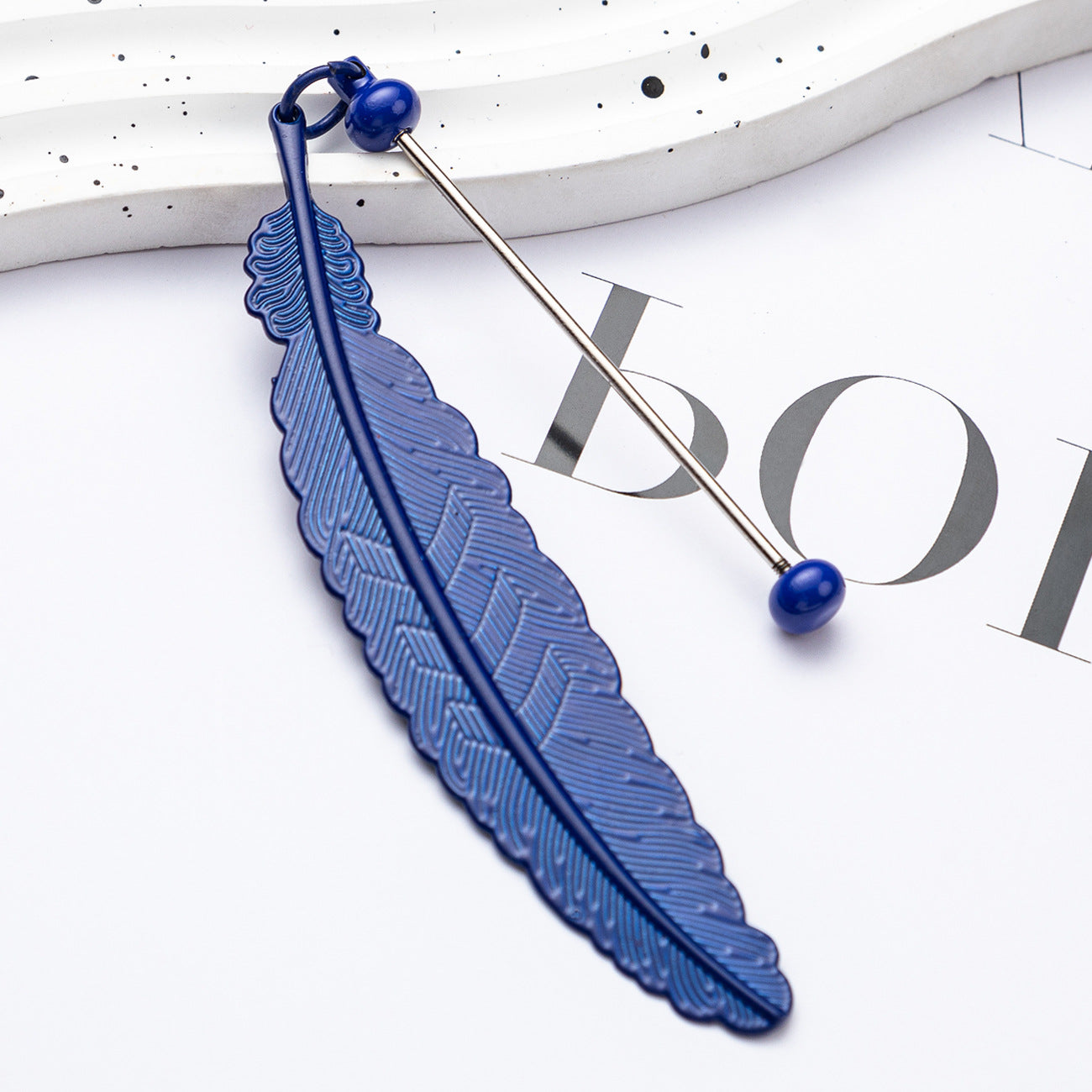 Spot metal feather bookmark creative DIY beaded bookmark pendant children's reward small gift mark book page folder