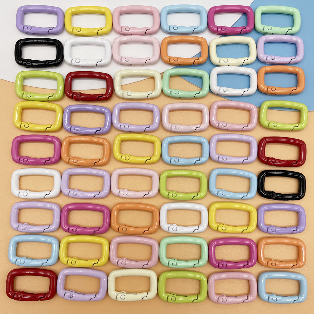 17*27mm Random Mix Candy Color Baking Paint Dripping Oil Spring Ring Color Open Spring Buckle Small Round Metal Hanging Buckle Jewelry Accessories