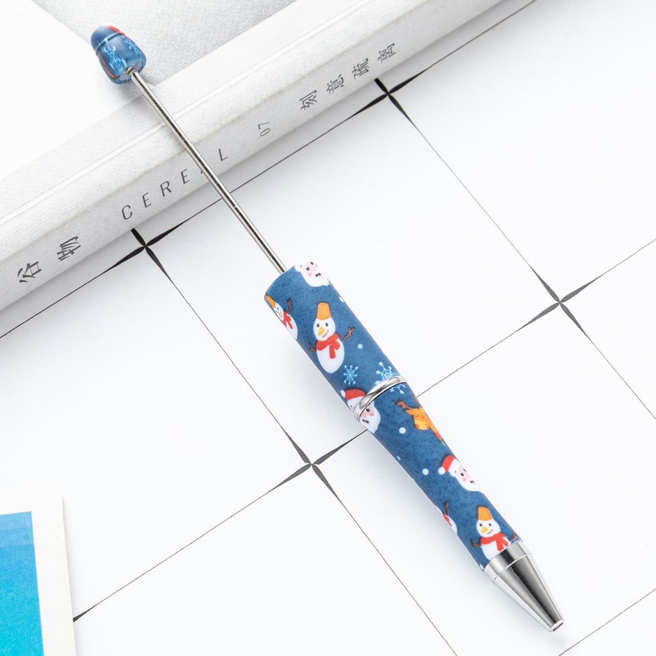 Green Christmas Tree Gingerbread and Lovely Red Color Christmas Santa Printed Beadable Pens