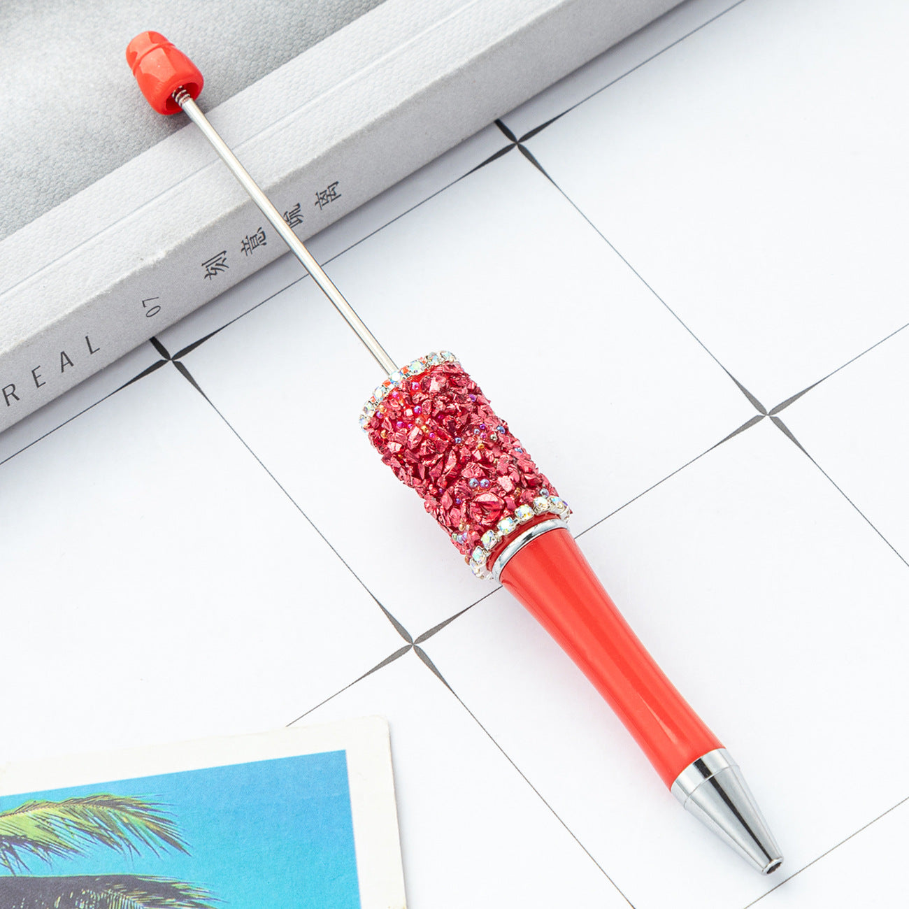 DIY crystal gravel bead pen wholesale creative exquisite cute girl heart plastic pen multi-color spinning ballpoint pen