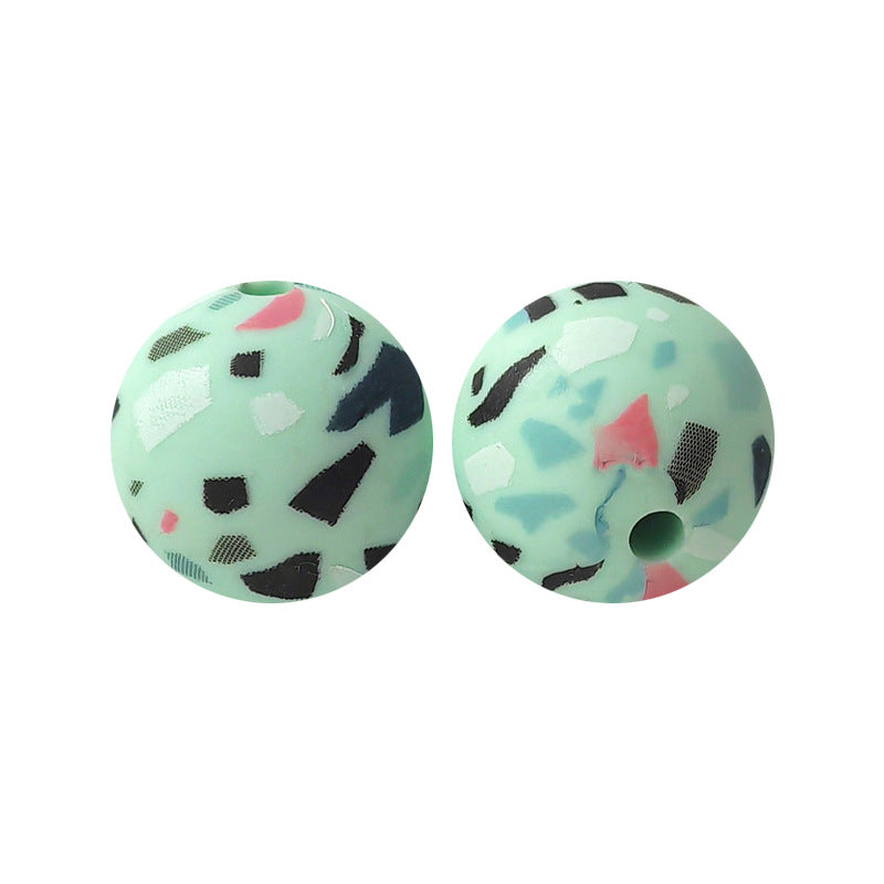 15mm Leopard Print Silicone Beads - Water Transfer Printed Daisy Round Beads for DIY Jewelry, Bead Pens, Loose Beads Wholesale #51-100