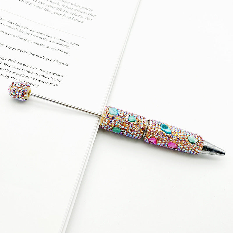 DIY colorful shell full diamond bead pen, handmade bead full diamond ballpoint pen puzzle colorful diamond gifts stationery