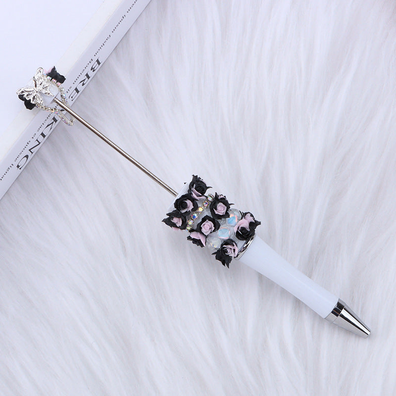 Creative DIY rose petal bead pen, exquisite handmade diamond beaded pen, girl heart blind box gift pen