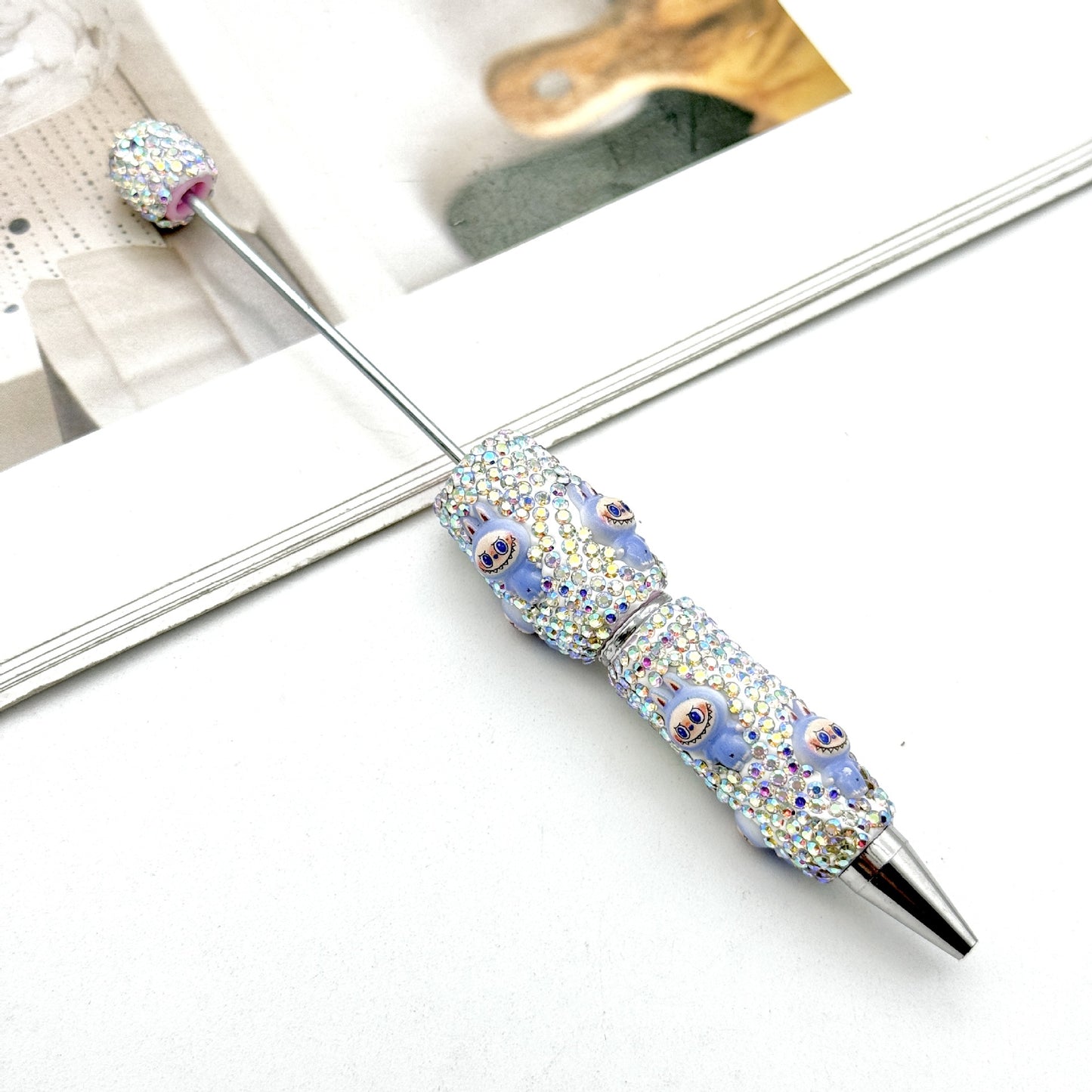 Cute labubu cloth full diamond bead pen DIY POP MART heavy industry cartoon pen creative ballpoint pen