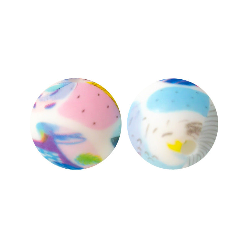 15mm Silicone Beads Water Transfer Beads DIY Jewelry Bead Pen Loose Beads Wholesale #251-285