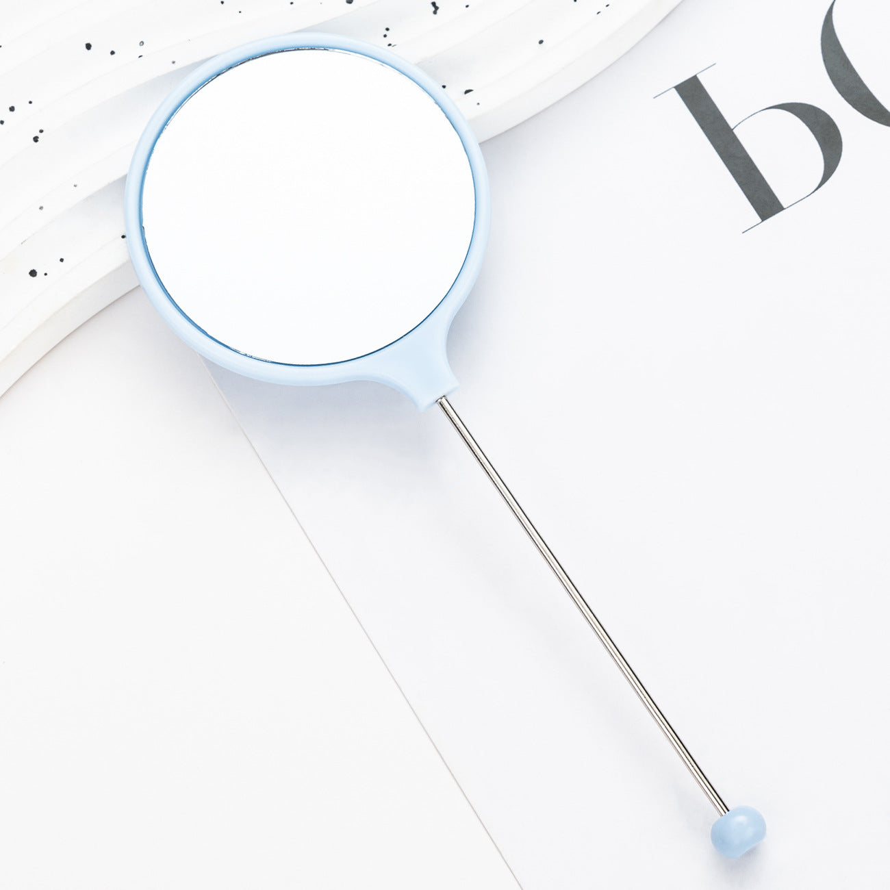 New DIY beaded handle mirror handheld makeup mirror portable single-sided vanity mirror plastic portable makeup mirror