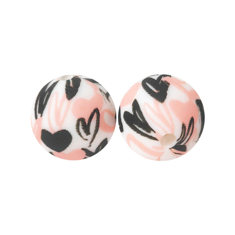 15mm Silicone Beads Water Transfer Beads DIY Jewelry Bead Pen Loose Beads Wholesale #201-250
