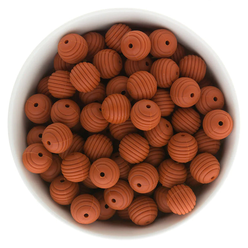 Spot 15mm silicone threaded beads food grade material baby toothpaste chain loose beads DIY accessories honeycomb beads wholesale