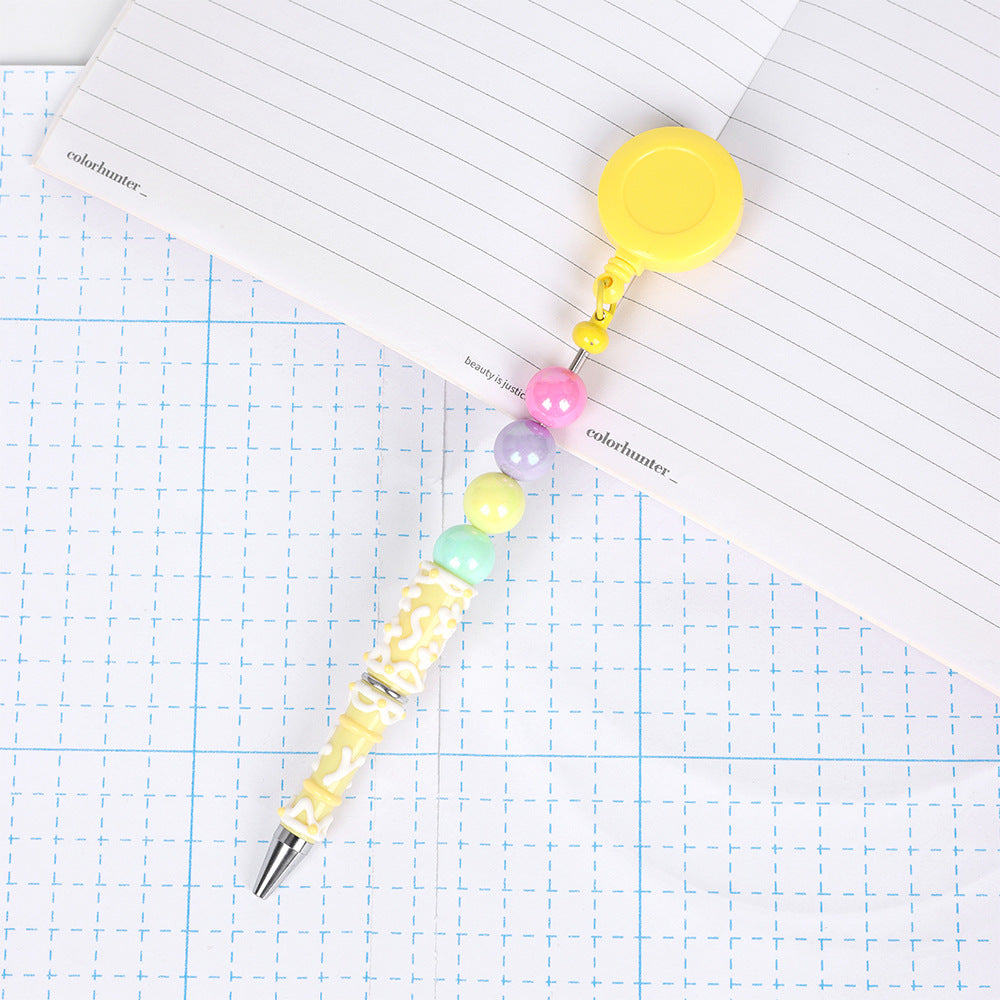 Retractable creative DIY hand-painted bead pen painted cream pen multi-color rotating neutral ballpoint pen
