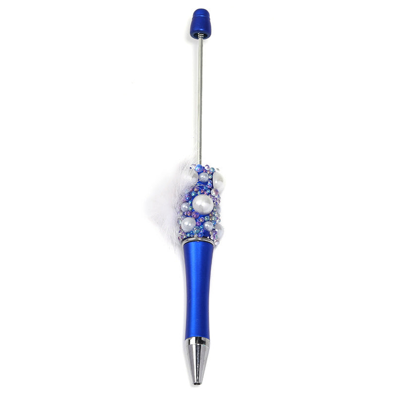 Soft cute pearl hairball DIY bead pen colorful bubble beads rotating ballpoint pen girl heart hand account gift pen