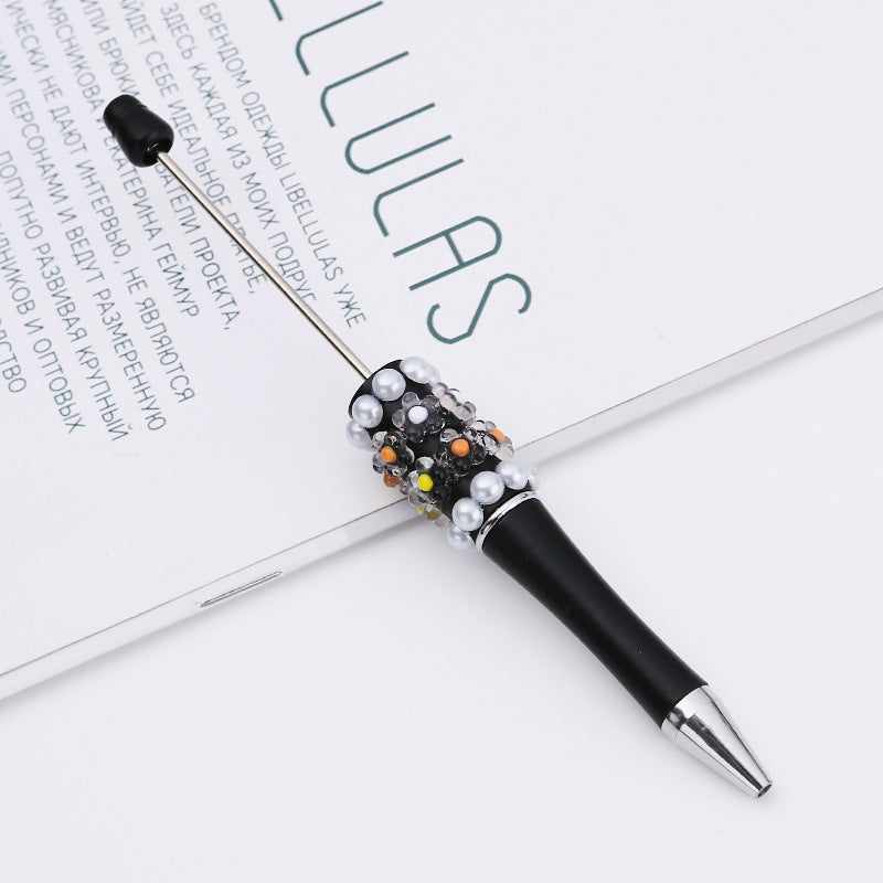 Cross-border DIY pearl flower bead pen handmade patch plastic ballpoint pen, cartoon flower bone pearl gift pen