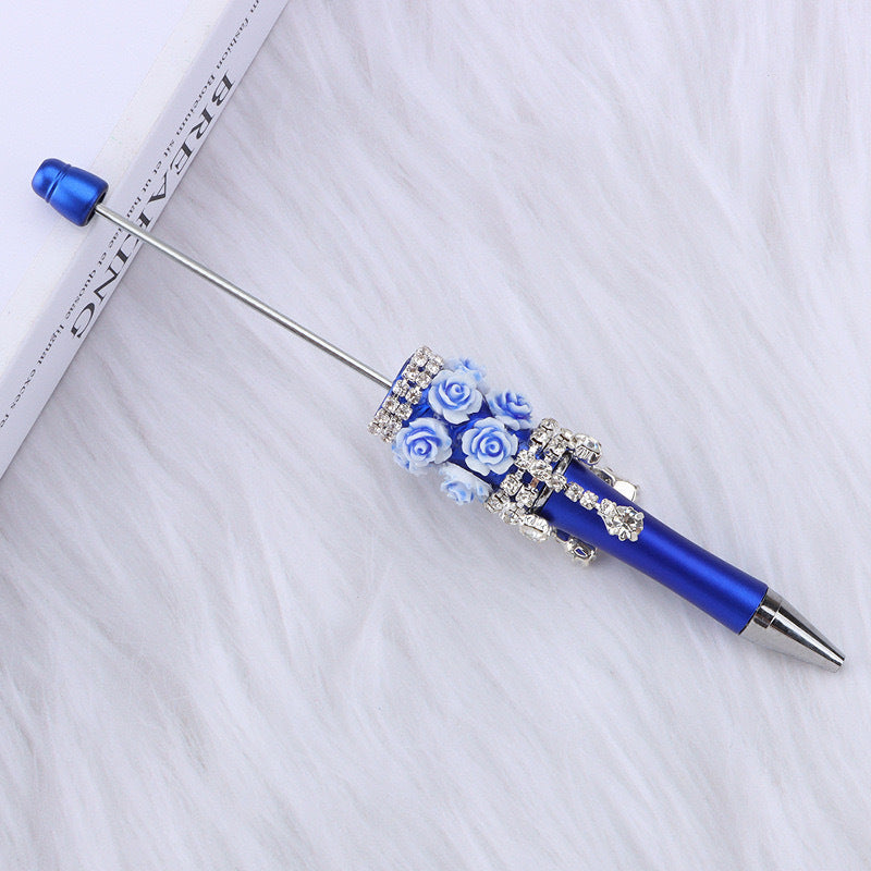 DIY flower pendant bead pen, handmade rose heavy industry ballpoint pen, puzzle bead cute grain gift spot wholesale