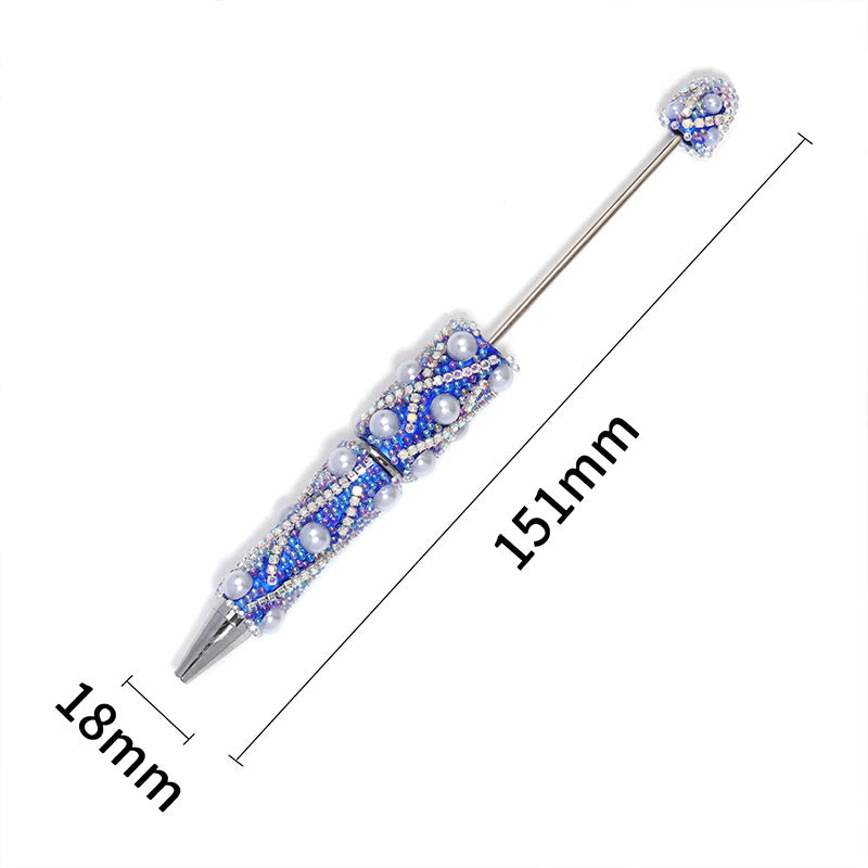 Cross-border explosion heavy industry full diamond pearl chain bead pen DIY rotating ballpoint pen mobile phone chain accessories material