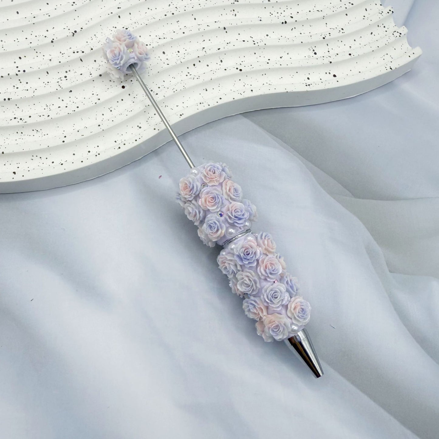 Rose Full Diamond Ball Pen High Value Handmade Heavy Industry Grain Pen Broken Ice Blue Theme Ball Pen Set