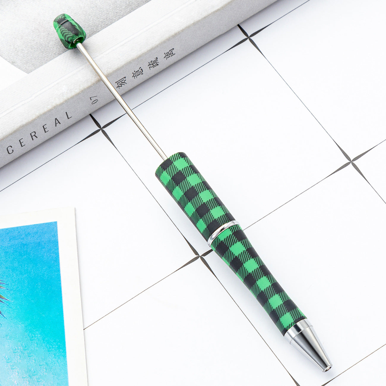Checkered Plaid Printed Beadable Pens