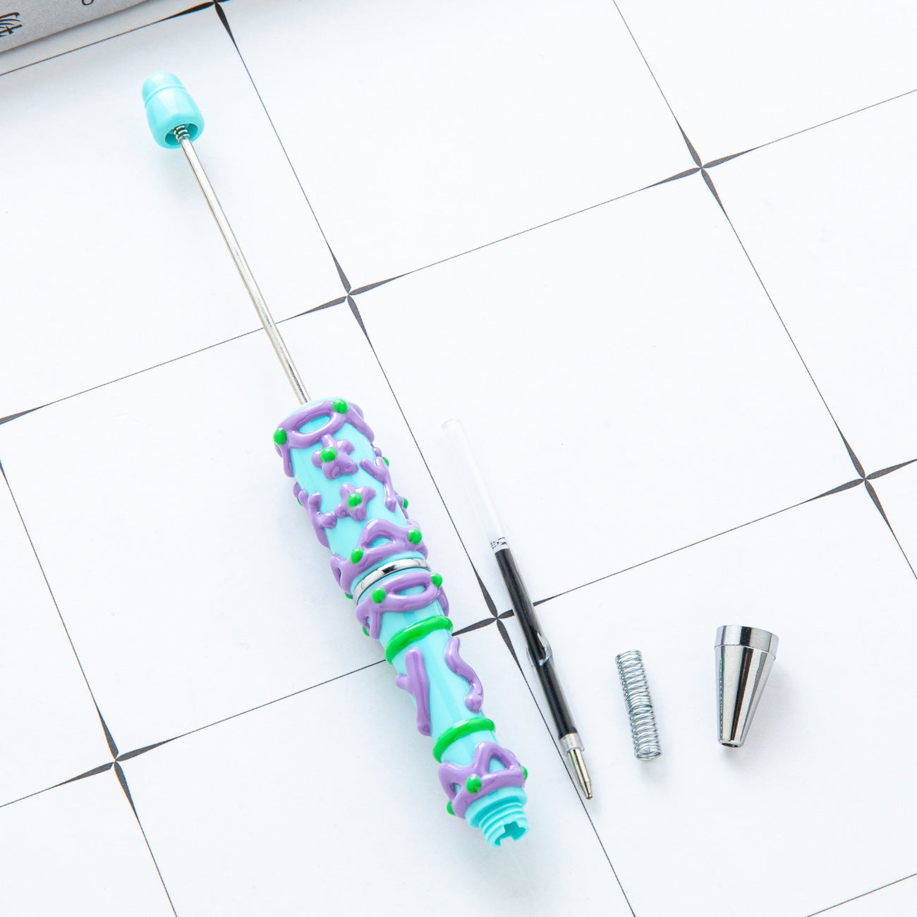 Spot cream glue hand-painted bead pen DIY hand-painted oil ballpoint pen Macaron plastic beaded ballpoint pen