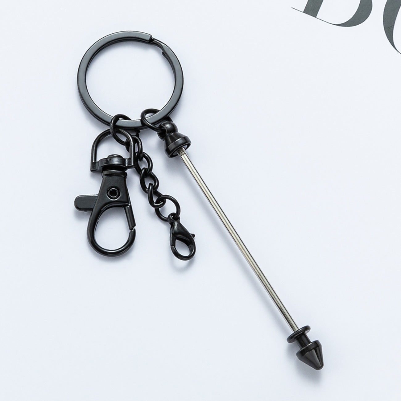 New DIY metal beaded keychain conical bullet pole key chain, luggage pendant pendant keychain