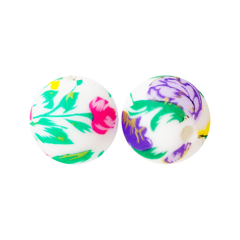 15mm Silicone Beads Water Transfer Beads DIY Jewelry Bead Pen Loose Beads Wholesale #101-150
