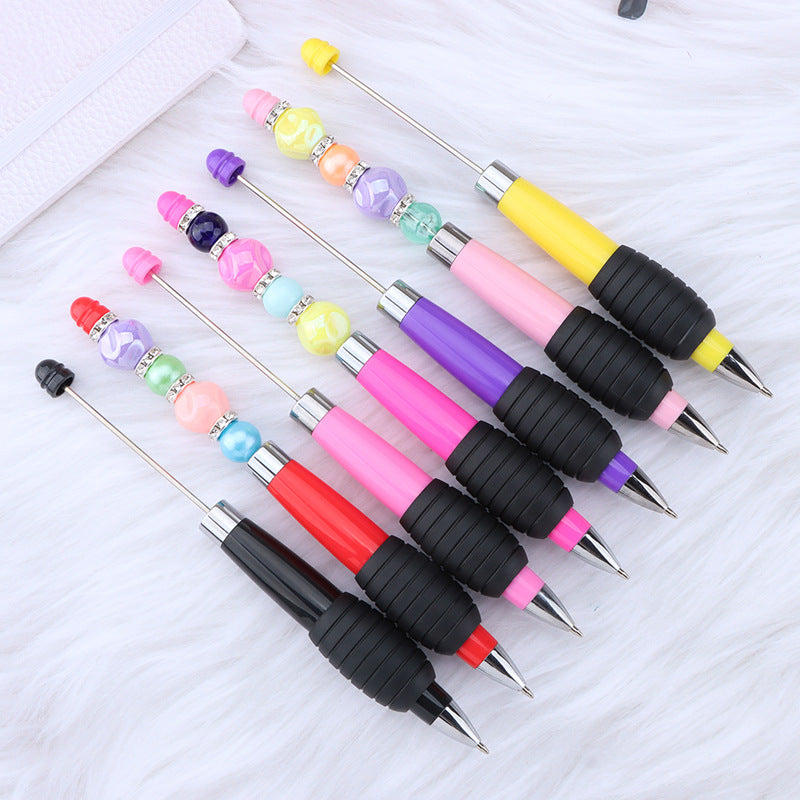 Cross-border explosion DIY telescopic bead pen, creative and cute macaron color telescopic rotating beaded gift ballpoint pen