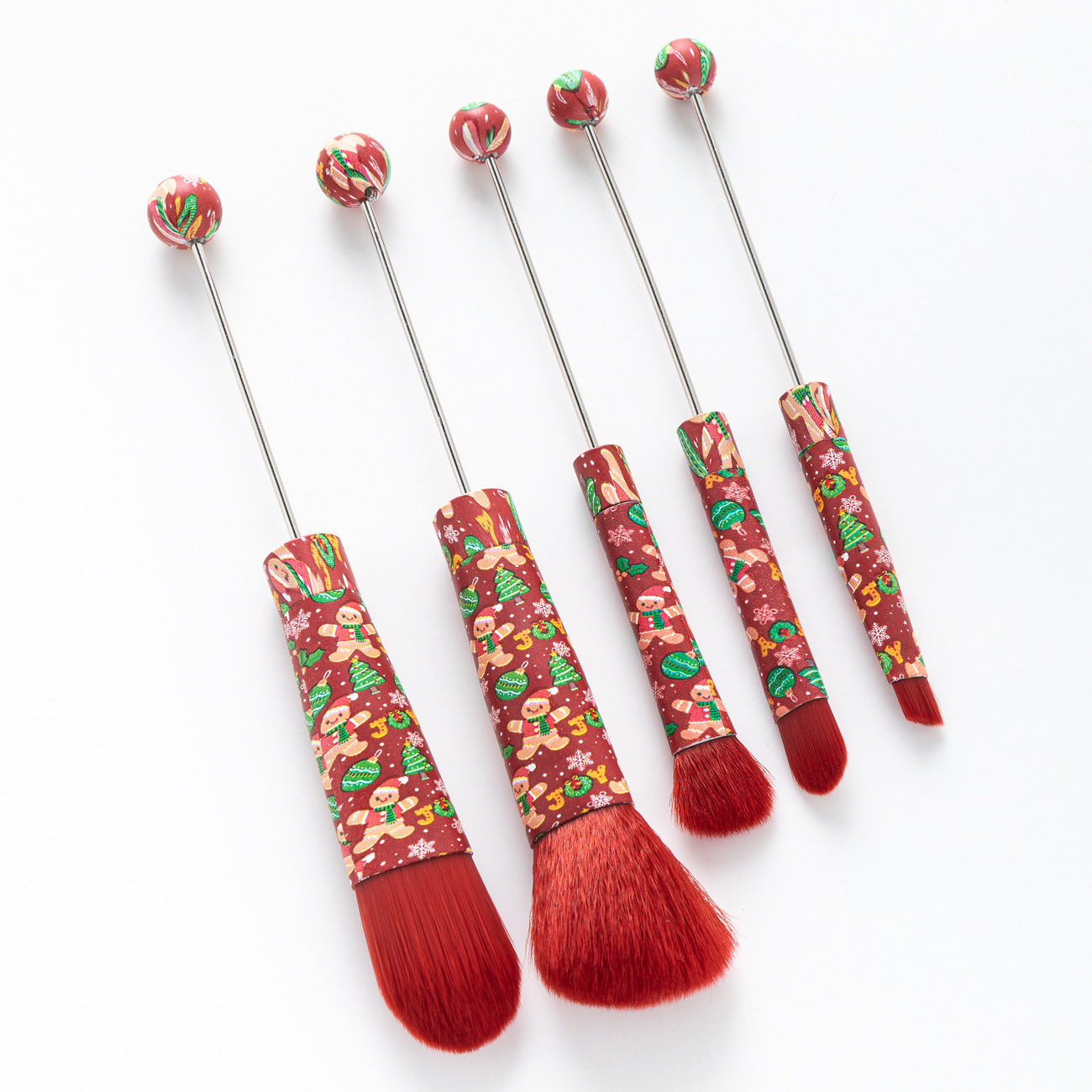 DIY metal handle beaded makeup brush, concealer brush, eyeshadow brush, eyebrow brush, Christmas and Halloween series makeup brush set.