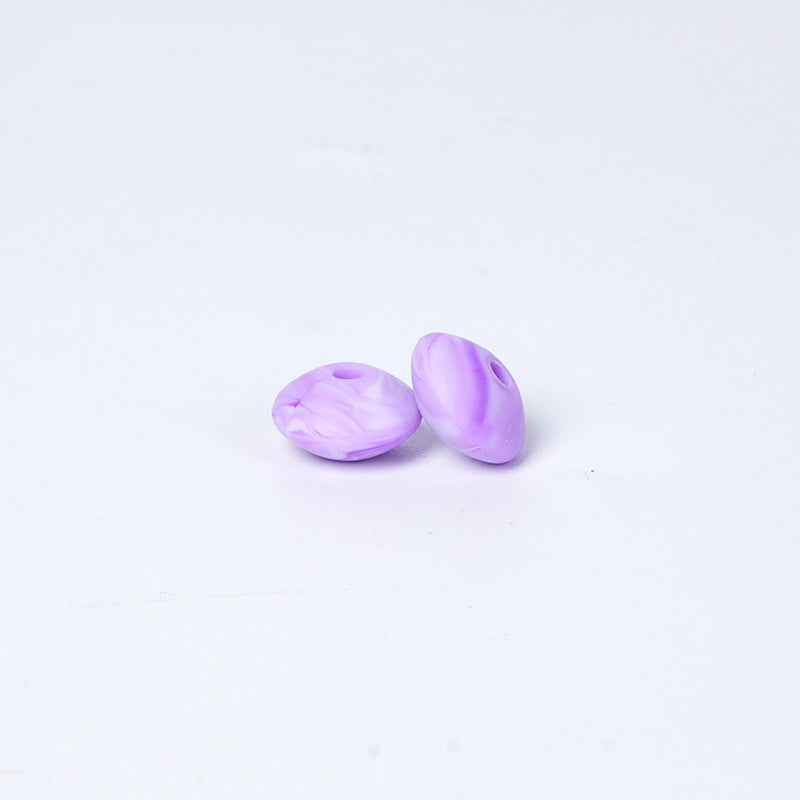 Spot Silicone Beads European and American Jewelry 12mm Small Beads DIY Necklace Beaded Oval Lentil Loose Beads Wholesale #51-100