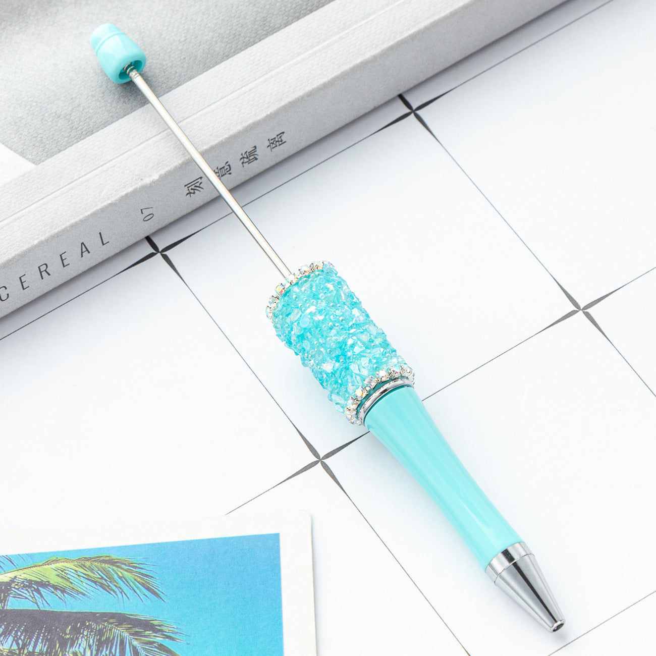 DIY crystal gravel bead pen wholesale creative exquisite cute girl heart plastic pen multi-color spinning ballpoint pen
