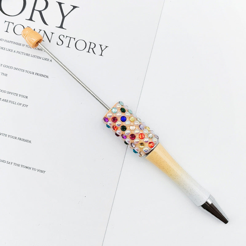 Gradual change color candy diamond bead pen DIY handmade diamond pearl agate ballpoint pen, cute creative gift pen