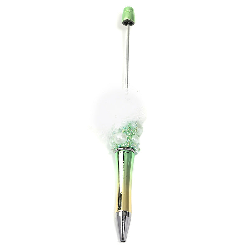 Soft cute pearl hairball DIY bead pen colorful bubble beads rotating ballpoint pen girl heart hand account gift pen