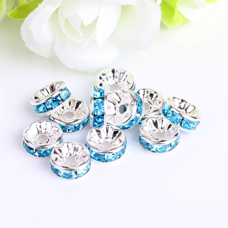 12Mm Hand-drilled Ring Spacer Beads, Colored Bracelet with Diamond Spacer Wheel Ring DIY Jewelry Accessories