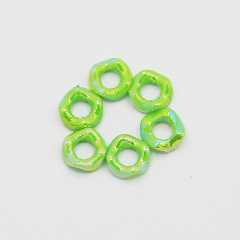 16Mm Color Electroplated Lace Wave Stacked Le Large Hole Beads Diy Handmade Beaded Loose Beads Bracelet Accessories Wholesale