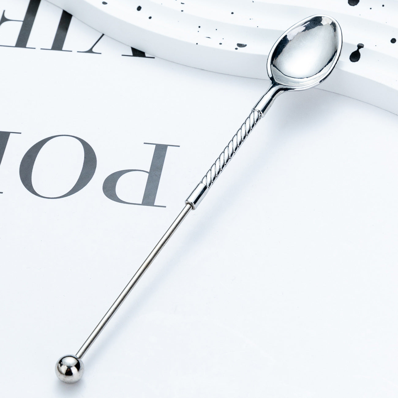 DIY beaded spoon simple coffee spoon cup stirring spoon creative fashion long handle spoon gift spoon dessert spoon
