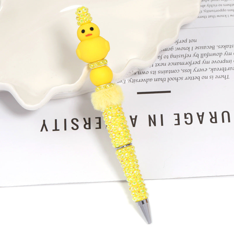 Creative new cartoon rotating bead pen heavy industry glitter high value new ins wind bead pen ballpoint pen