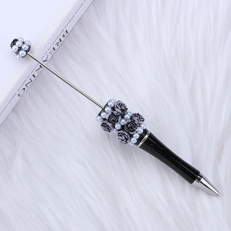 DIY new heavy industry bead pen, flower pearl bead pen, handmade patch pen cap with drill swirling gift pen