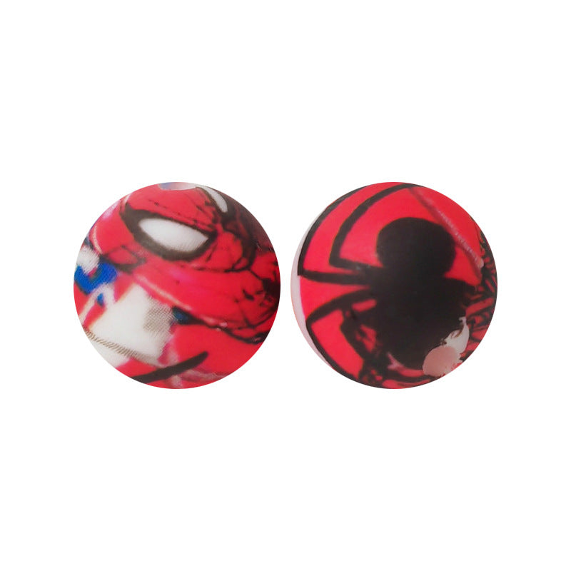 15mm Leopard Print Silicone Beads - Water Transfer Printed Daisy Round Beads for DIY Jewelry, Bead Pens, Loose Beads Wholesale #51-100