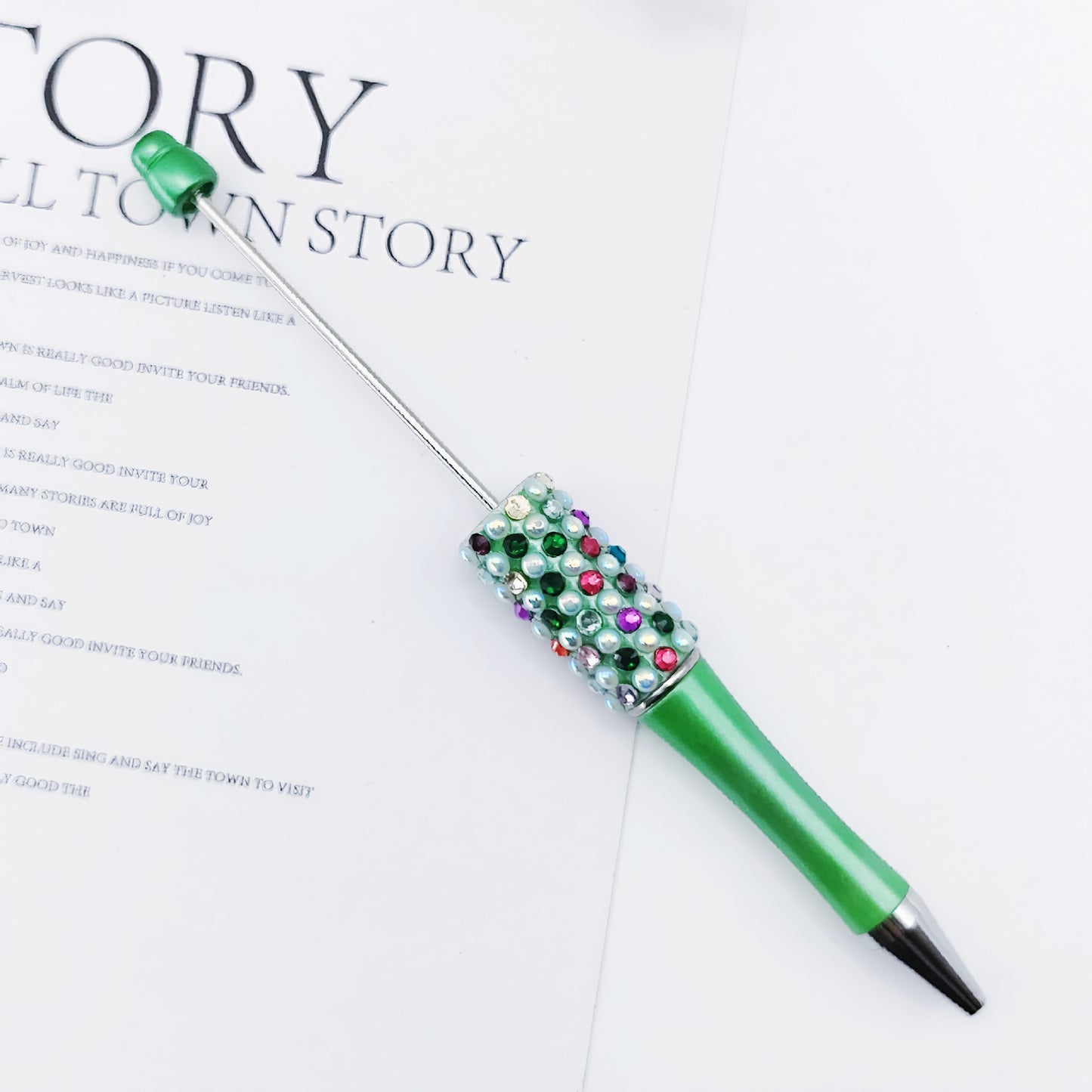 Gradual change color candy diamond bead pen DIY handmade diamond pearl agate ballpoint pen, cute creative gift pen