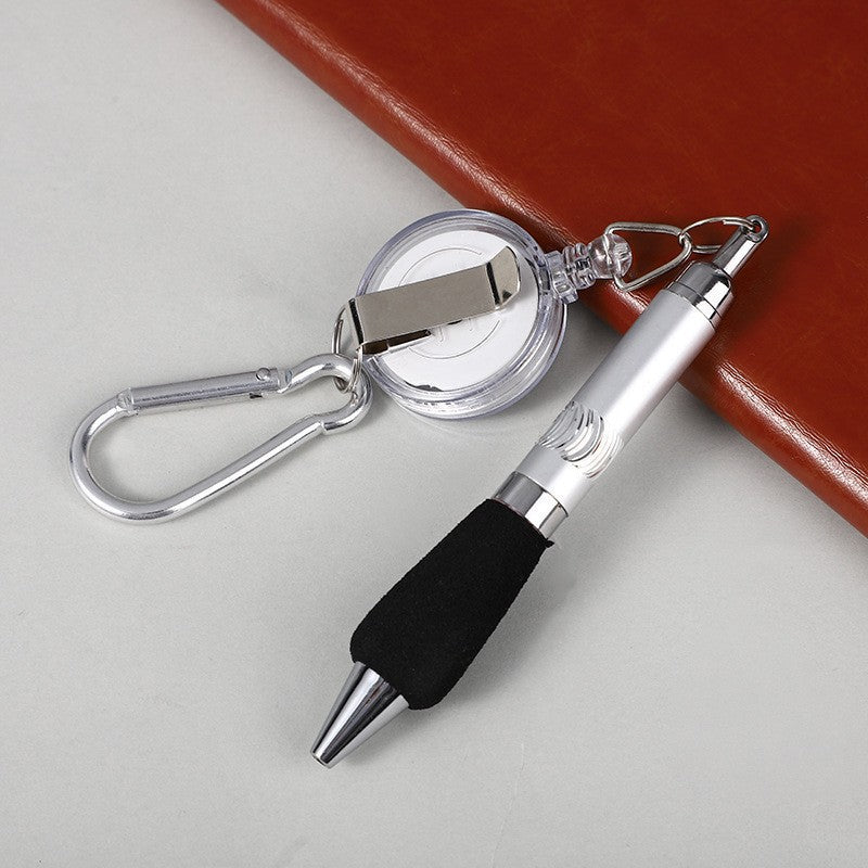 Creative DIY metal pull line pen, retractable mountaineering keychain gift pen, simple and portable stretching ballpoint pen