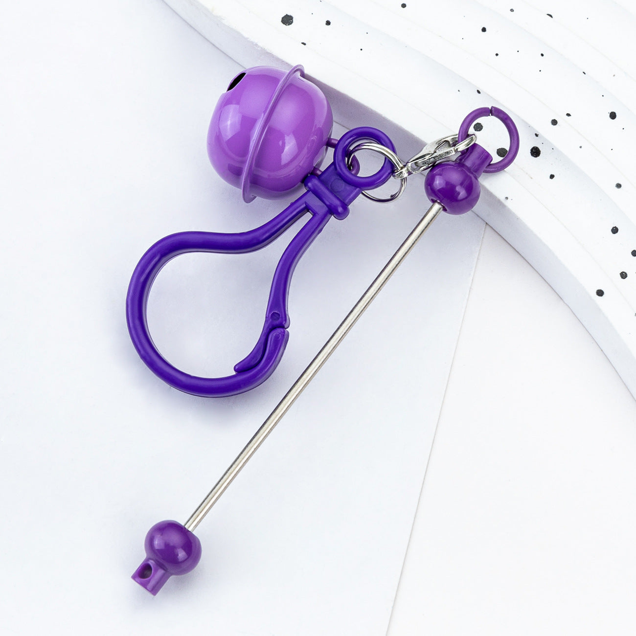 Spot DIY beaded bell keychain creative personalized bag pendant keychain candy color plastic keychain
