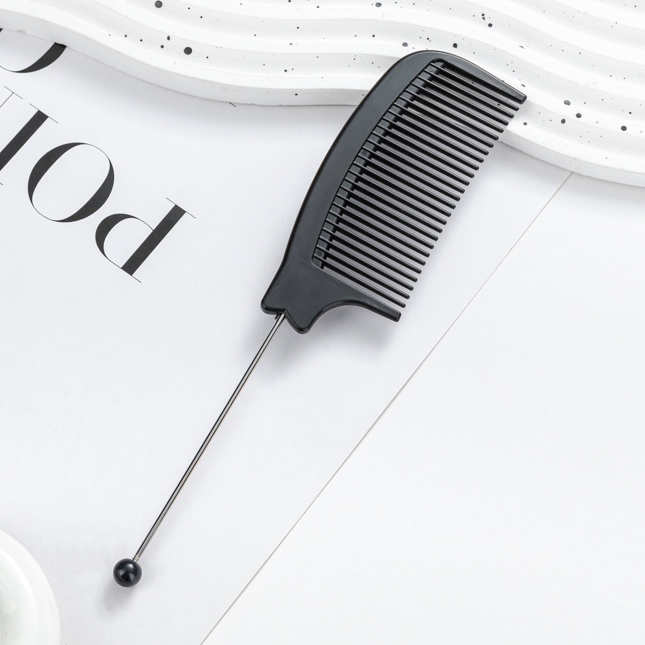 DIY Beaded Comb Hair Highlights Comb Beauty Styling Comb Steel Needle Comb Plastic Tip Tail Comb Hair Salon Hair Tool