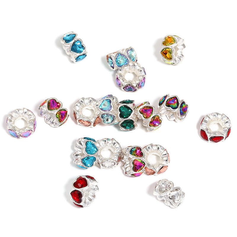 Cross-border new rhinestone drill ring beads fashion wave loose beads perforated beads DIY mobile phone chain jewelry accessories wholesale