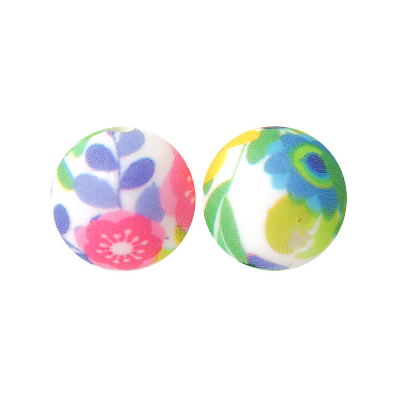 15mm Silicone Beads Water Transfer Beads DIY Jewelry Bead Pen Loose Beads Wholesale #151-200