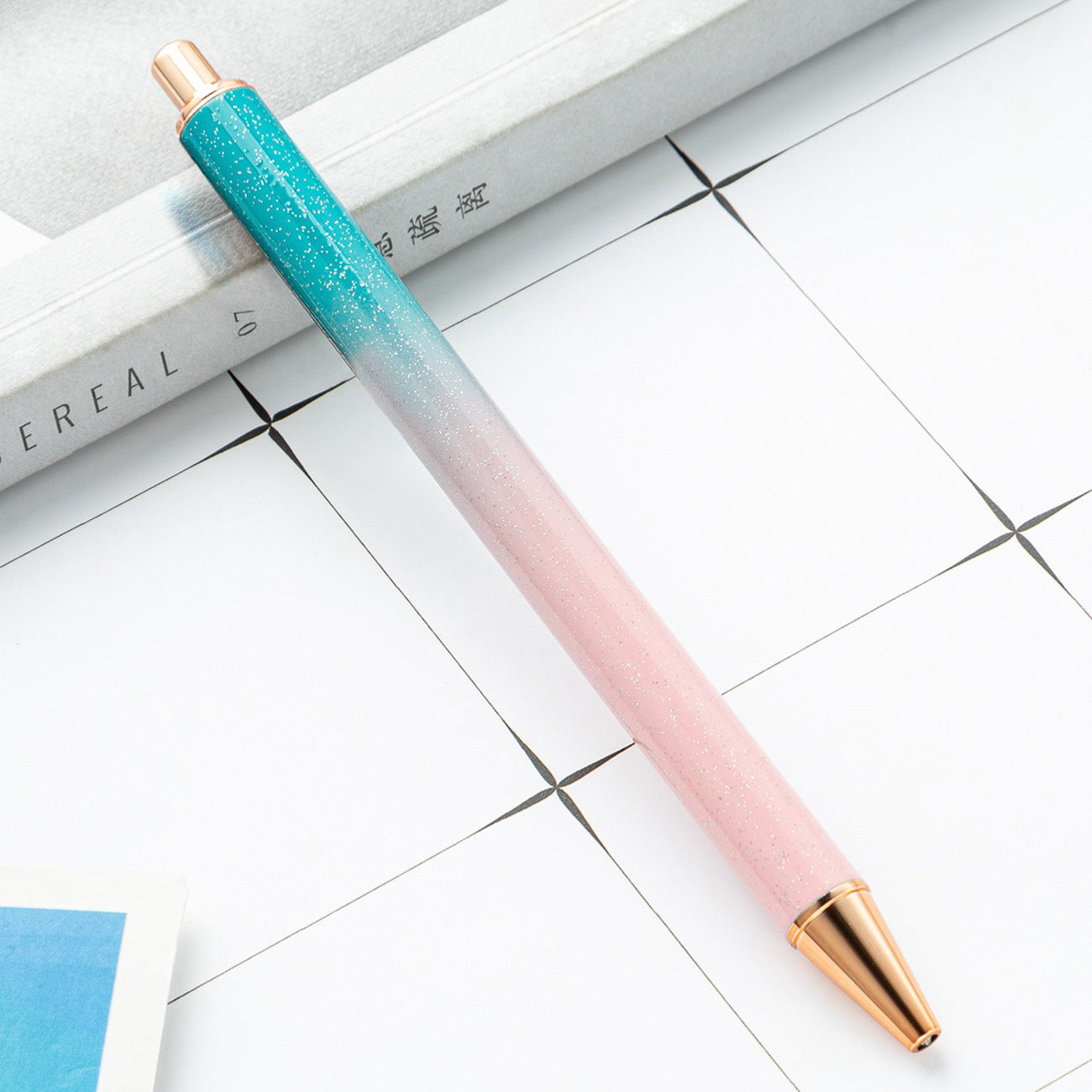 High-value metal press ballpoint pen, new creative glitter, metal stationery pen for students, spot press pen