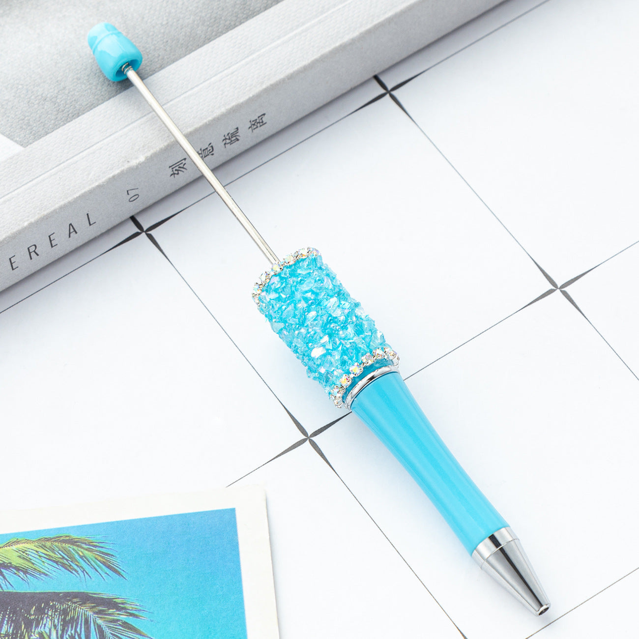 DIY crystal gravel bead pen wholesale creative exquisite cute girl heart plastic pen multi-color spinning ballpoint pen